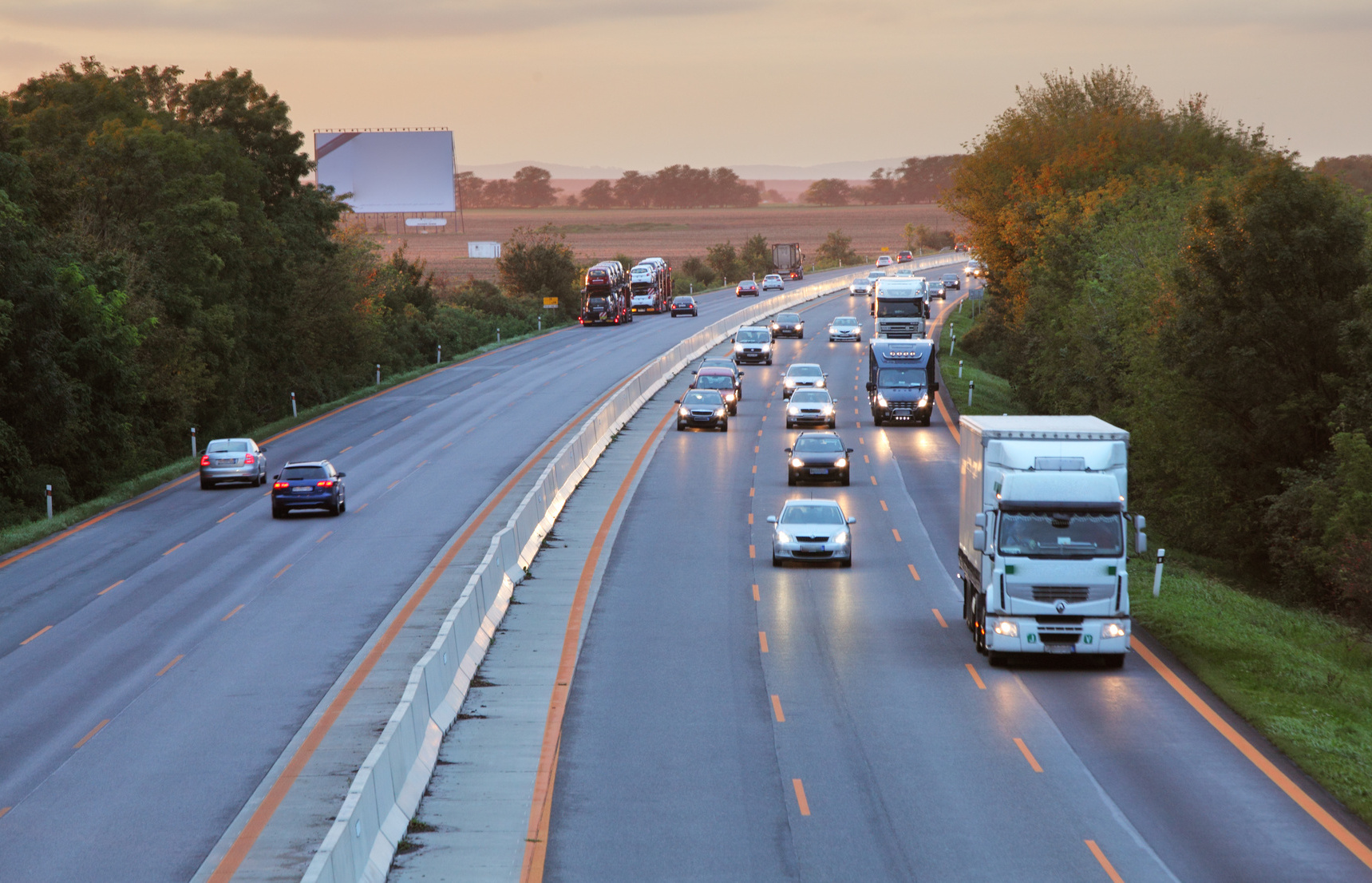 Highway with cars and Truck